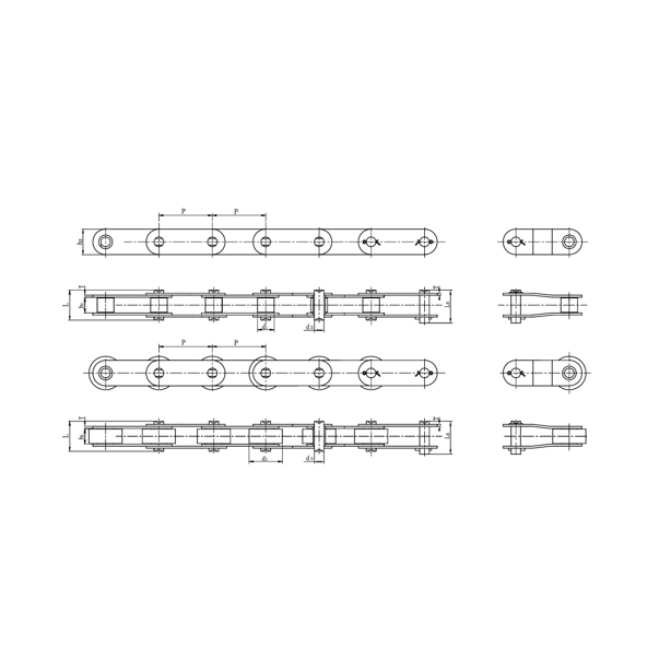 ステンレス製ダブルピッチコンベヤチェーン