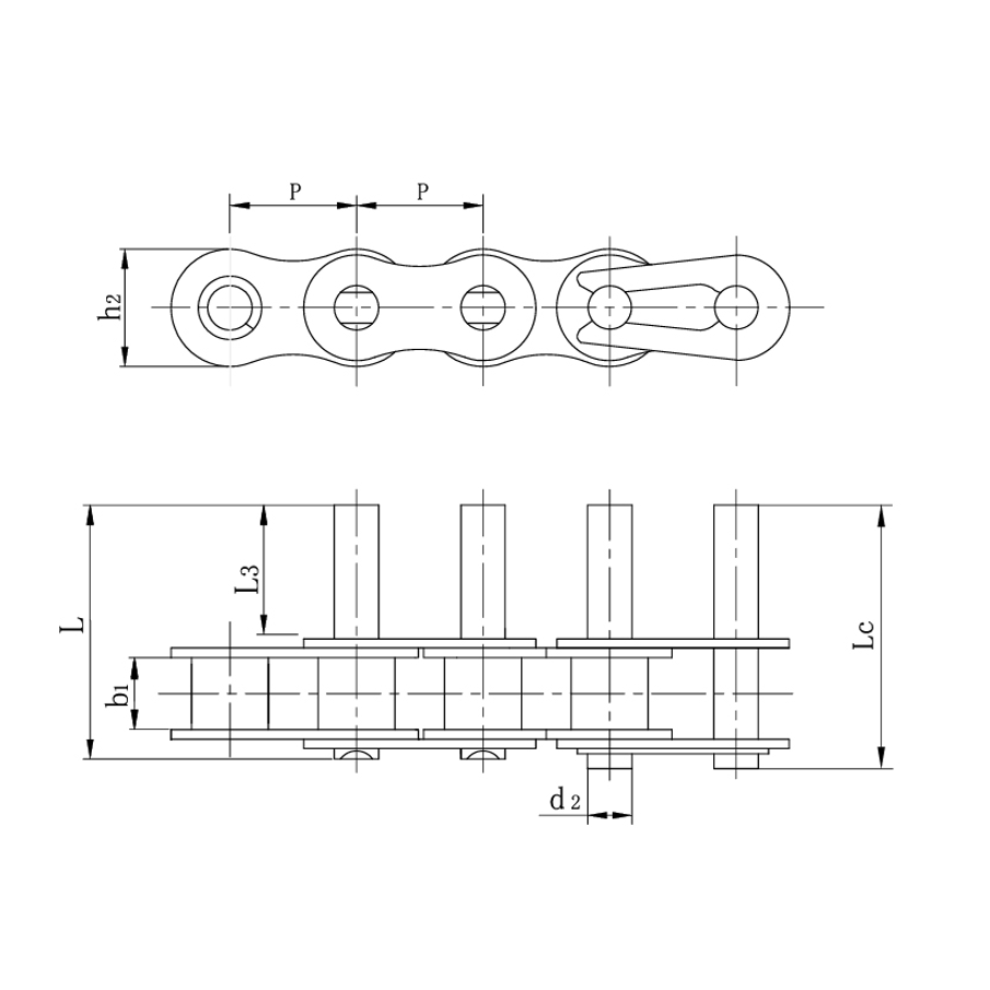 ショートピッチコンベヤチェーン延長ピン