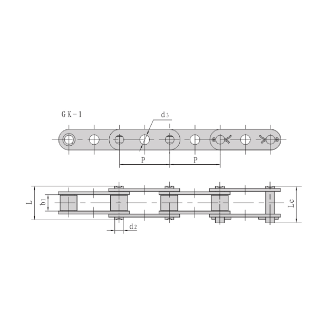 中心穴付ダブルピッチコンベヤチェーン
